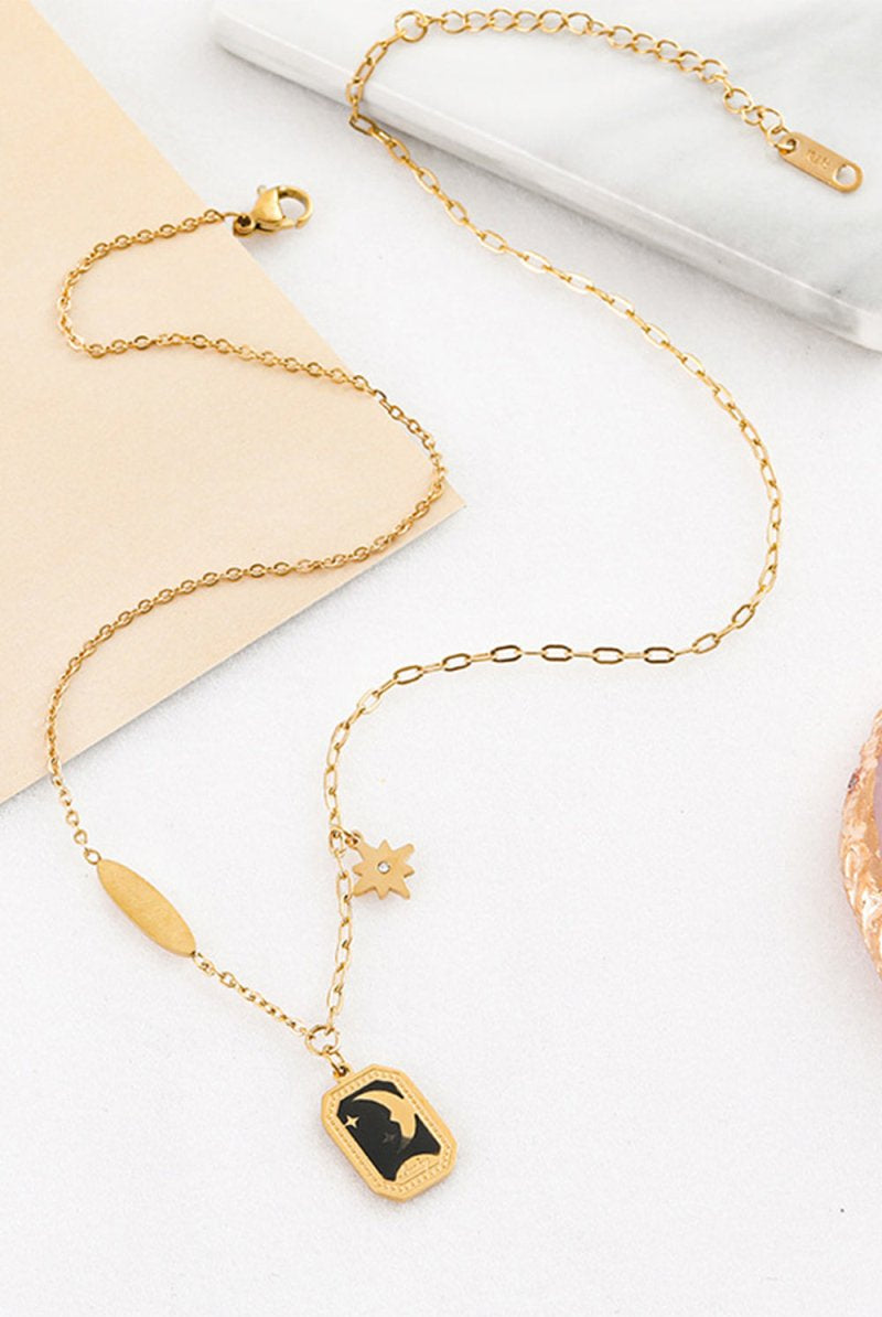 Gold Enamel Necklace Clavicle Chain - KissProm