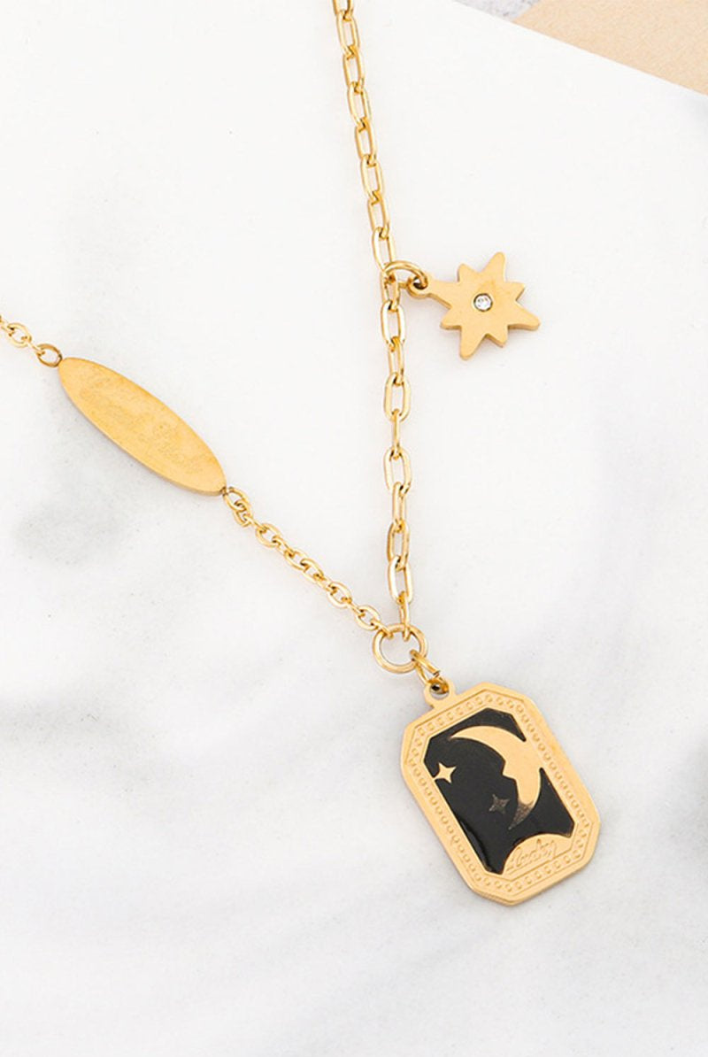 Gold Enamel Necklace Clavicle Chain - KissProm