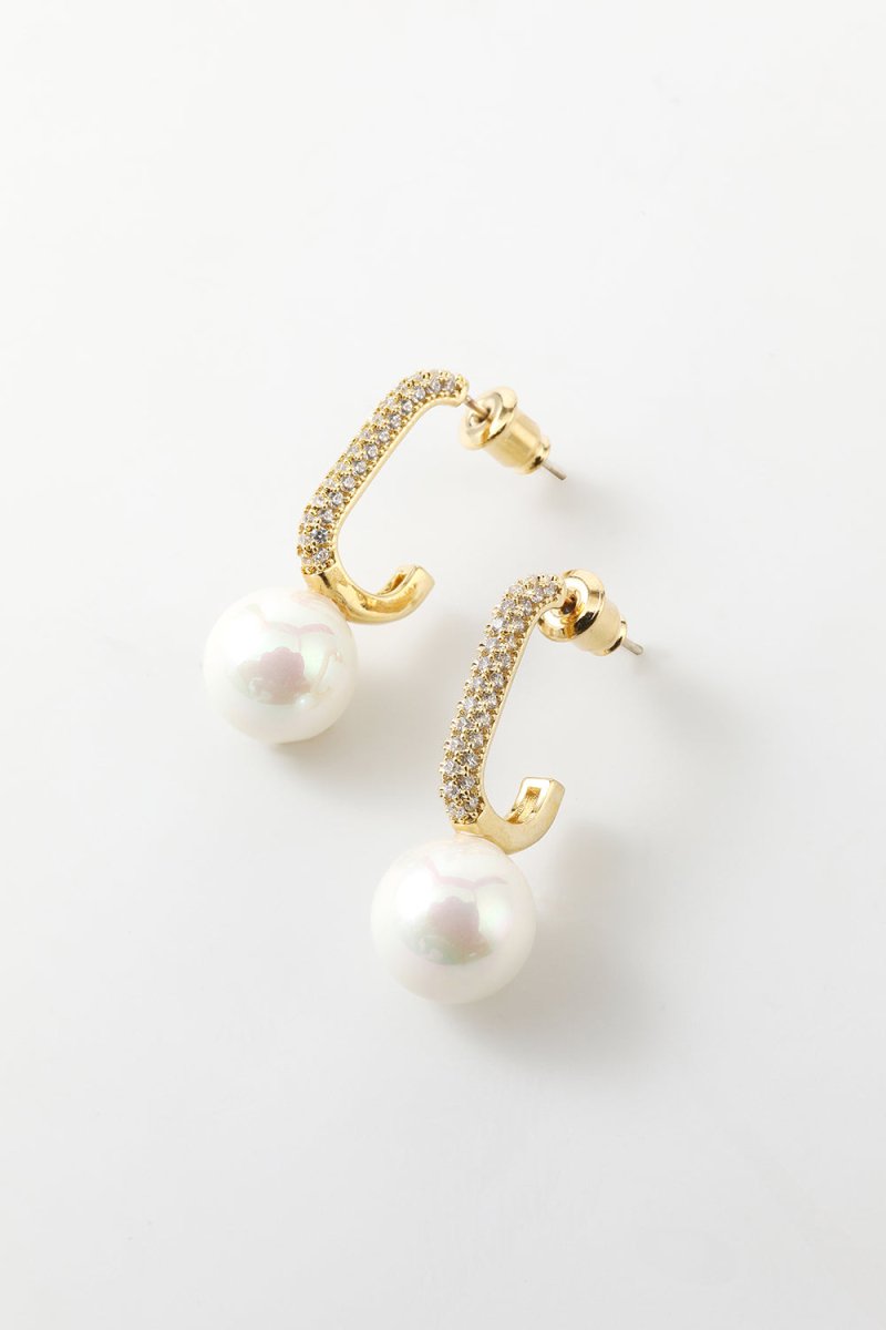 Pearl Beading Golden Earrings - KissProm