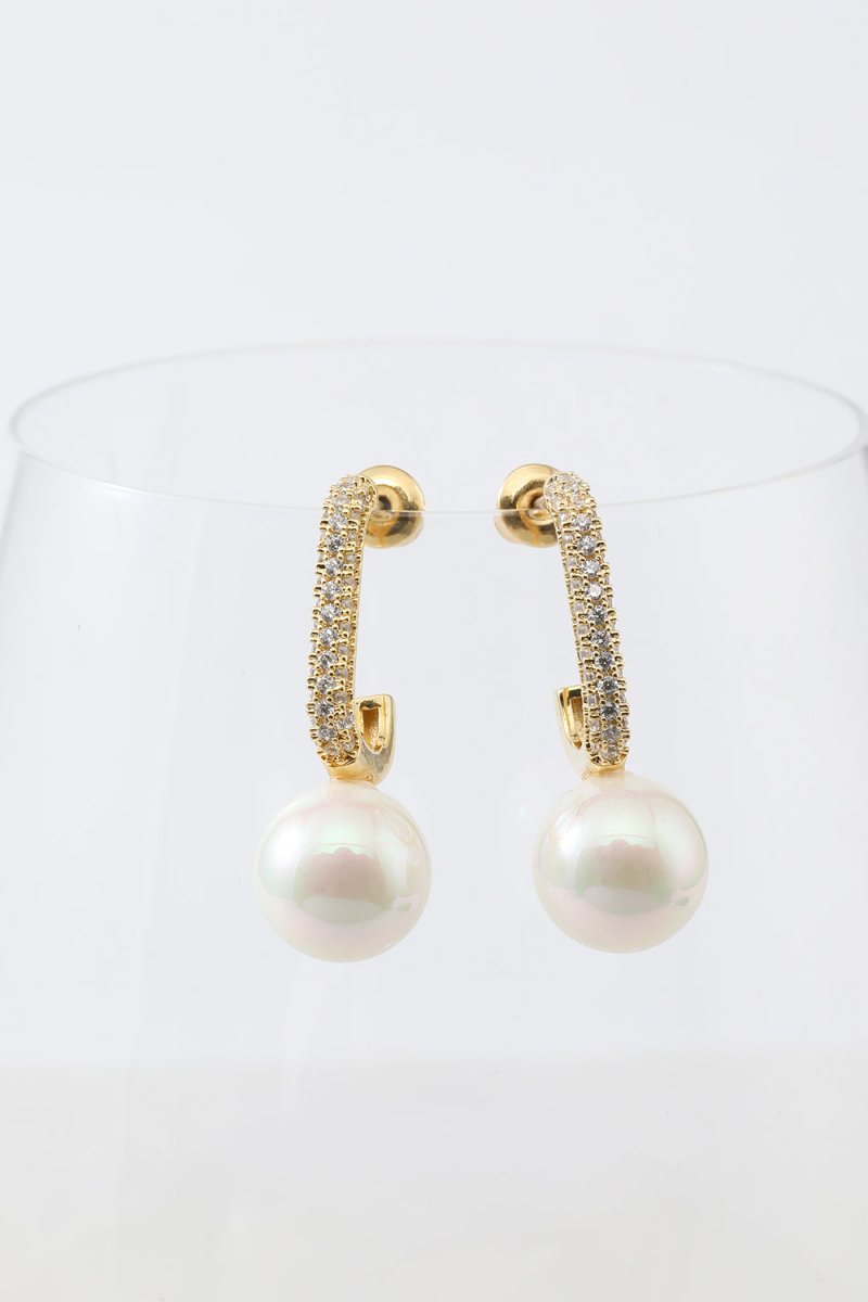 Pearl Beading Golden Earrings - KissProm