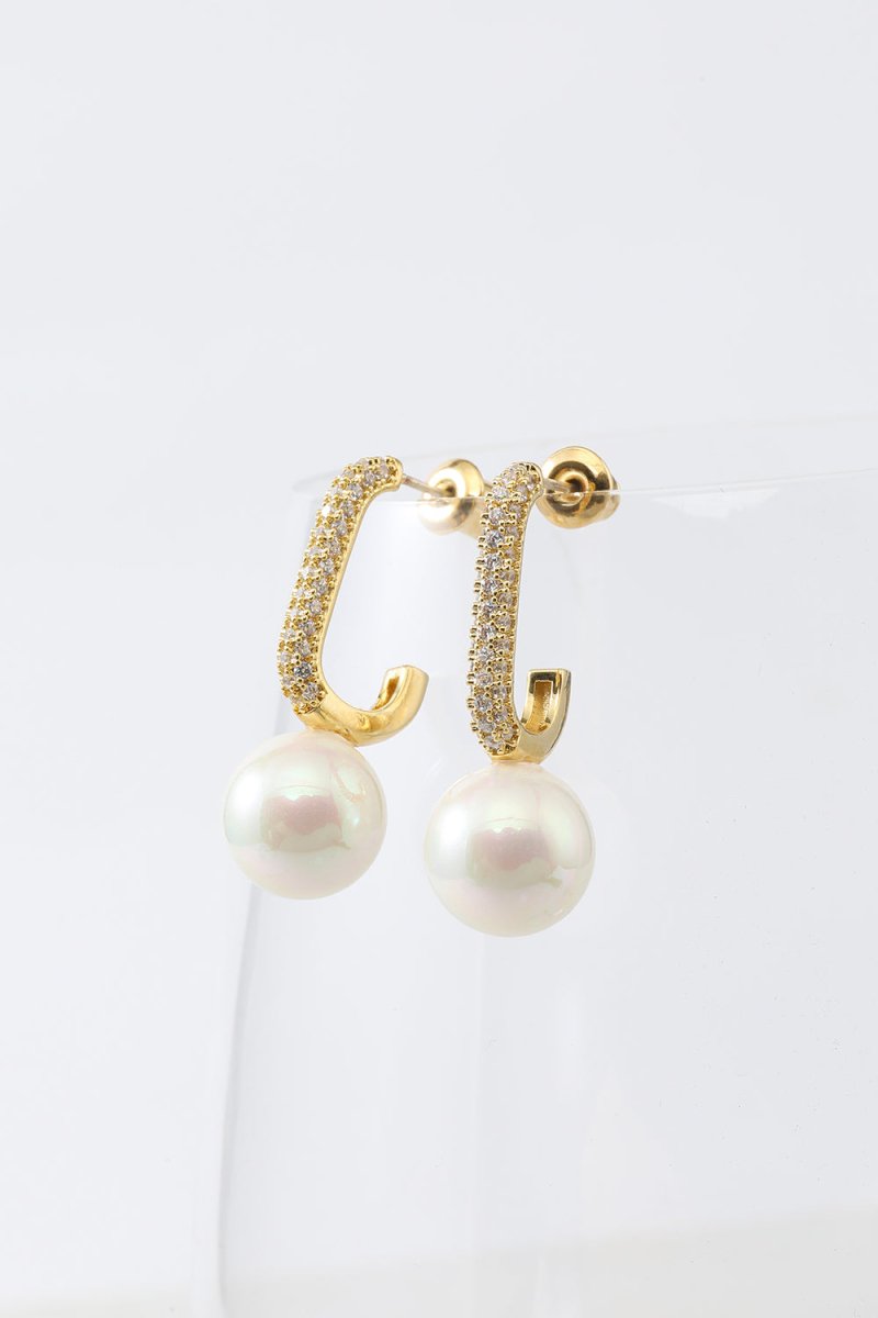 Pearl Beading Golden Earrings - KissProm