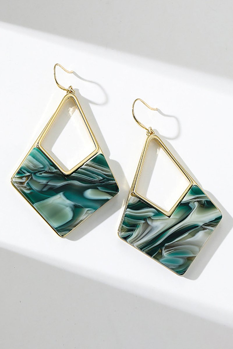 Green Diamond Long Earrings - KissProm