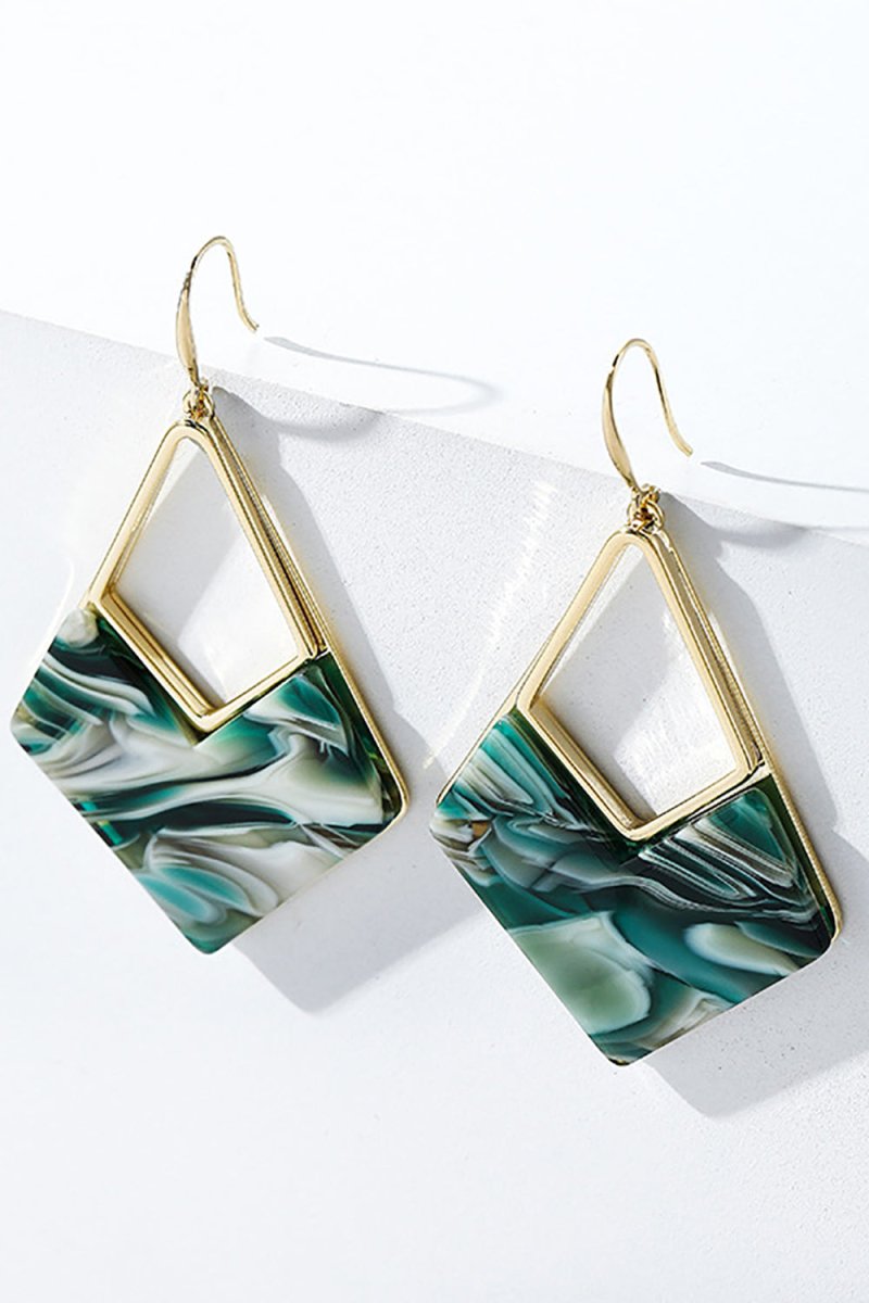 Green Diamond Long Earrings - KissProm