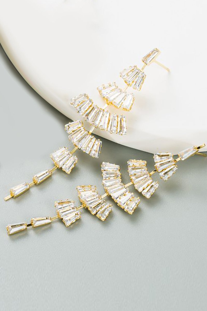 White Rhinestone Prom Earrings - KissProm