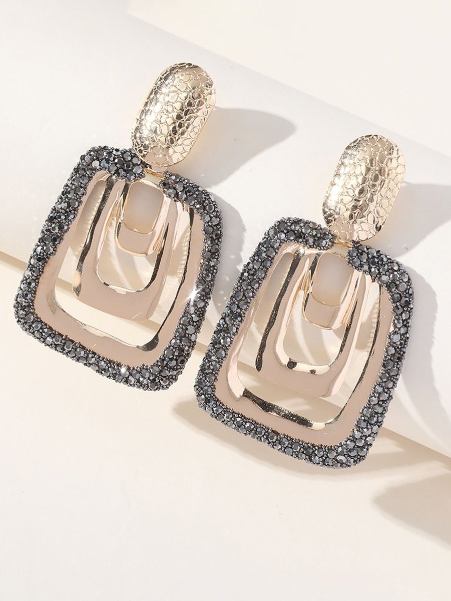 Silver Vintage Square Earrings - KissProm