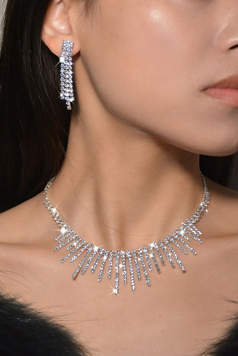 Tassel Necklace Earrings Pendant Two Piece Set - KissProm