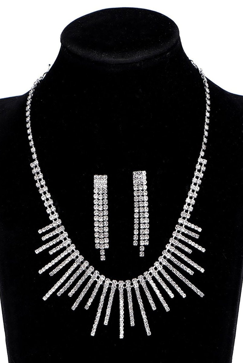 Tassel Necklace Earrings Pendant Two Piece Set - KissProm