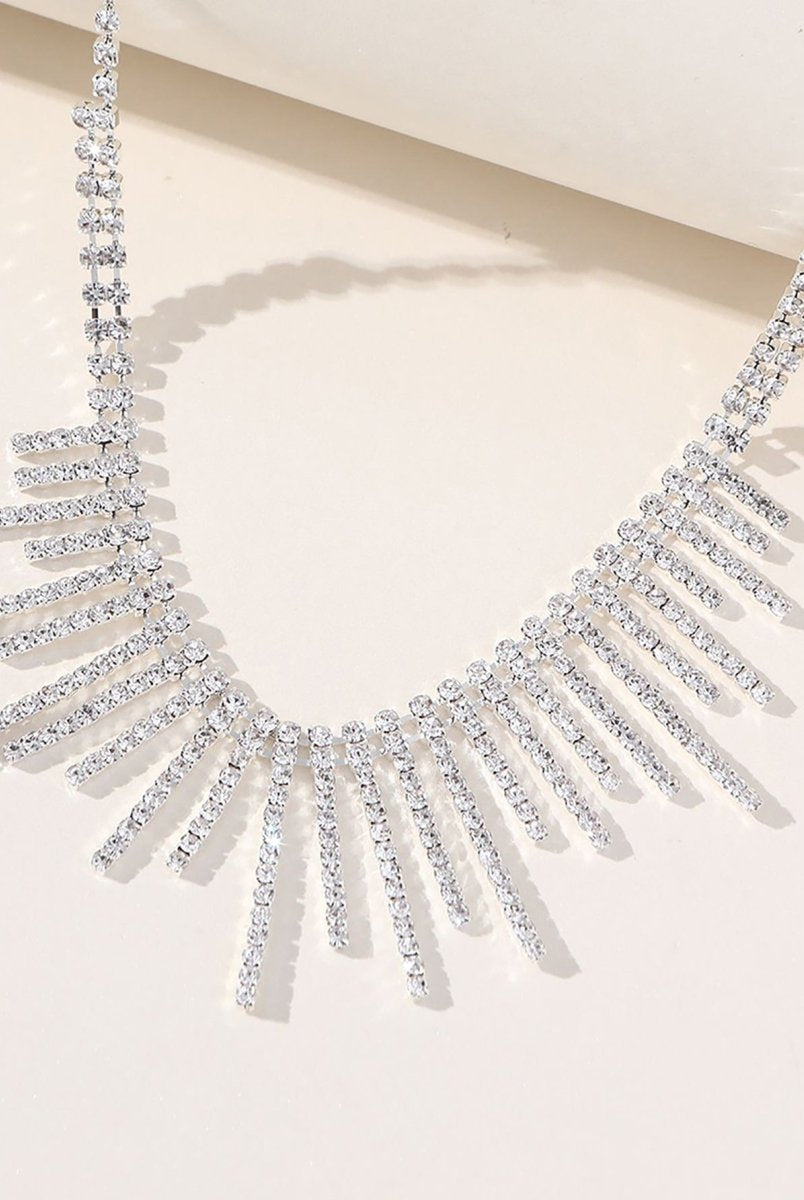 Tassel Necklace Earrings Pendant Two Piece Set - KissProm