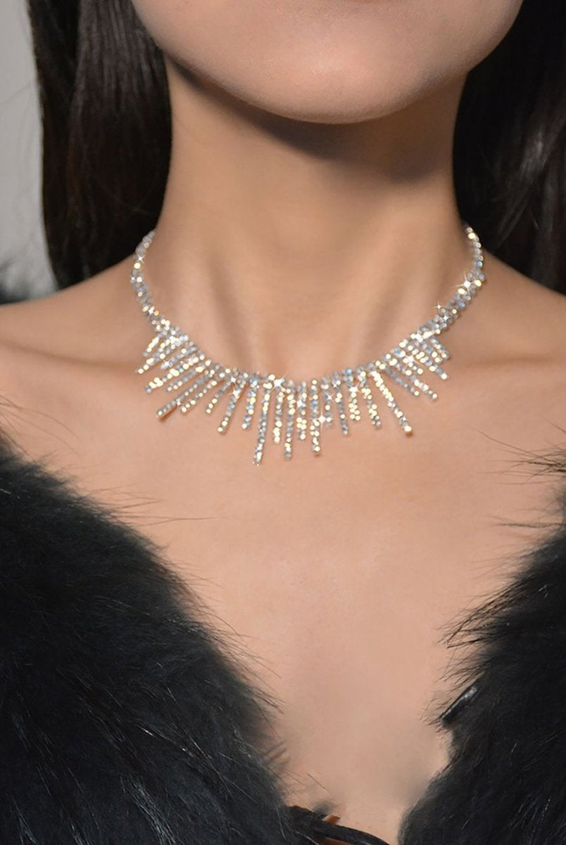 Tassel Necklace Earrings Pendant Two Piece Set - KissProm