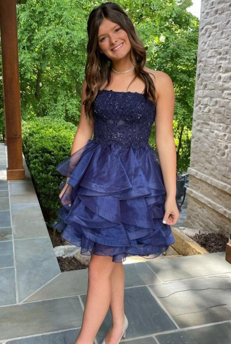 Xandra |A-line Lace Appliques Organza Short Homecoming Dress