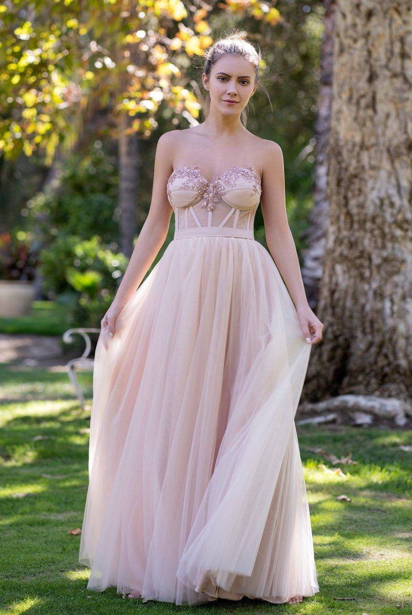 A-Line Strapless Prom Dress with Appliques