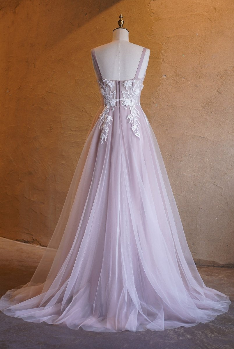 Felicity |Lavender A-line Sweetheart Neckline Tulle Sweep Train Prom Dress