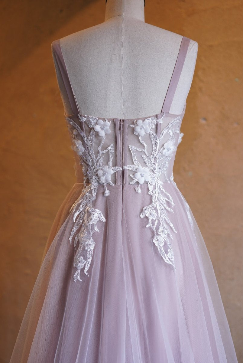Felicity |Lavender A-line Sweetheart Neckline Tulle Sweep Train Prom Dress