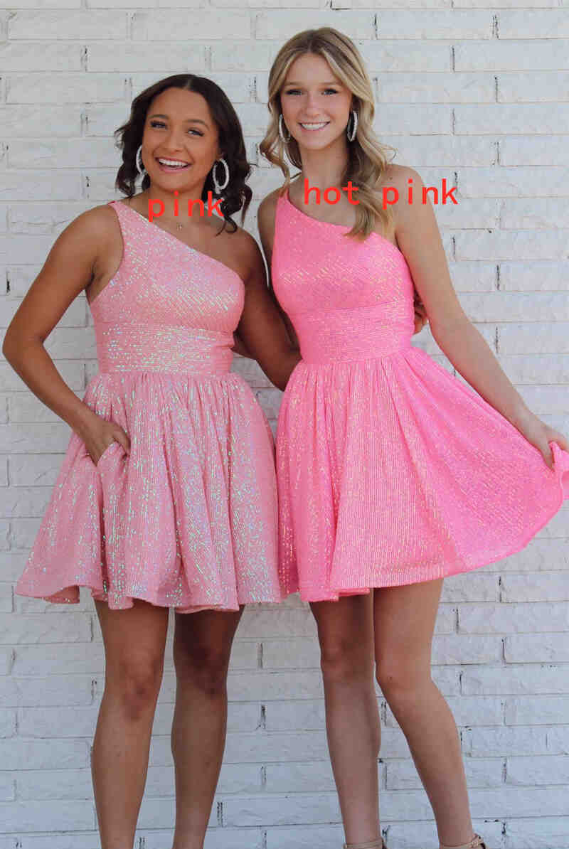 Laura |A-Line One Shoulder Sequins Homecoming Dress