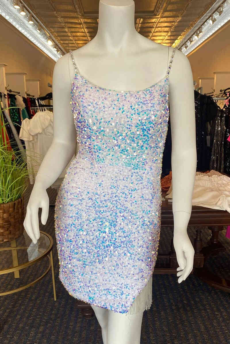 Sibyl |Bodycon Spaghetti Straps Sequins Homecoming Dress with Tassel