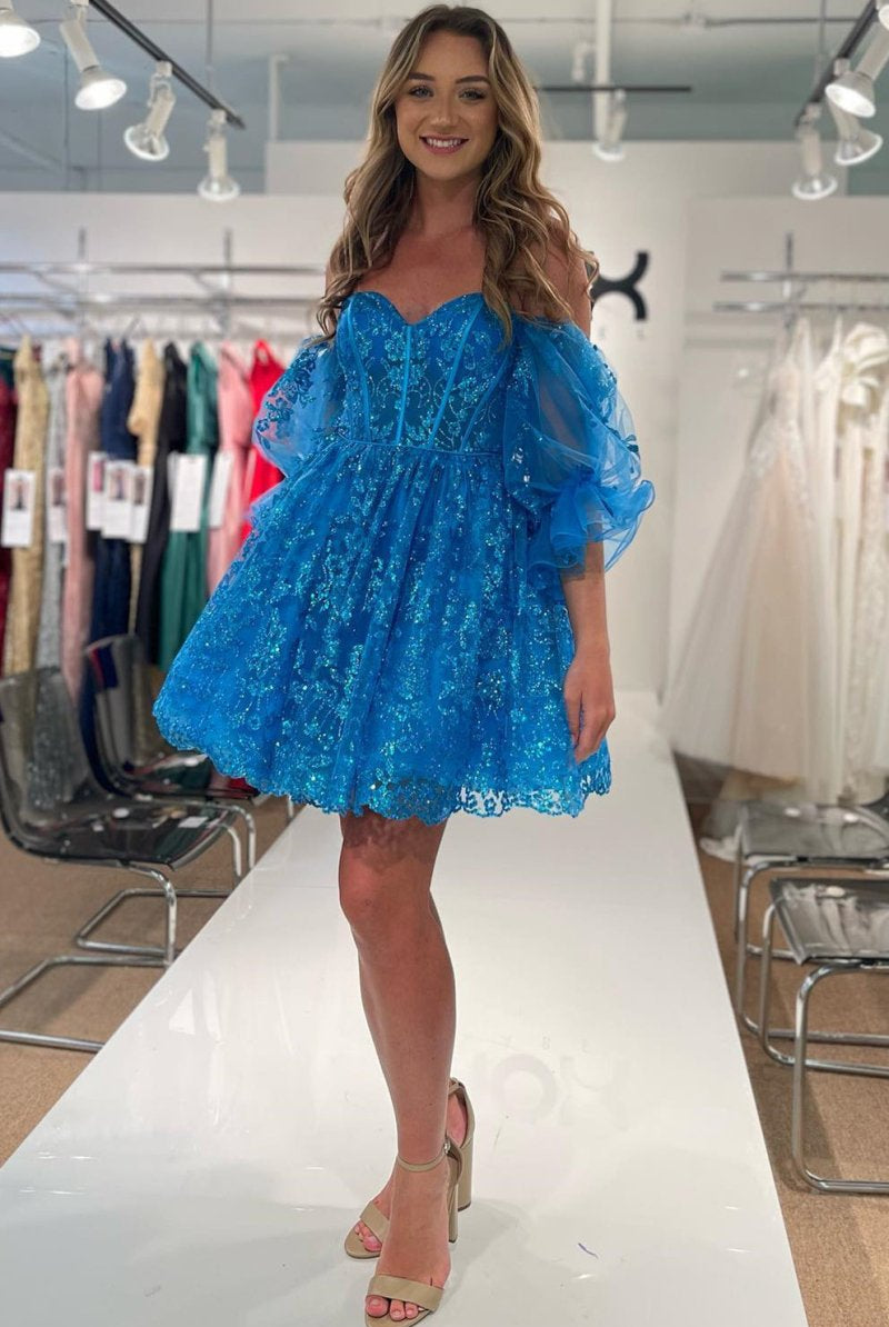 Veronique |A-line Sweetheart Sequined Lace Homecoming Dress