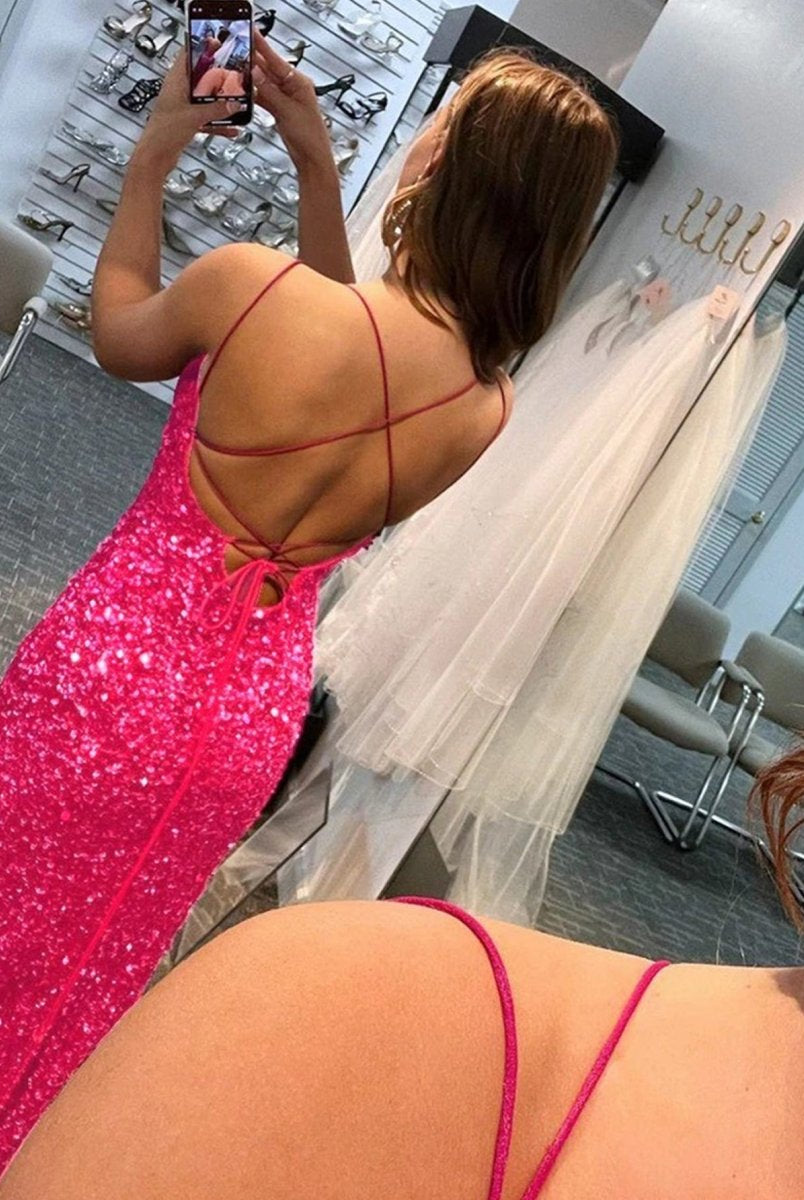 Alayna |Mermaid Spaghetti Straps Long Sequins Prom Dress