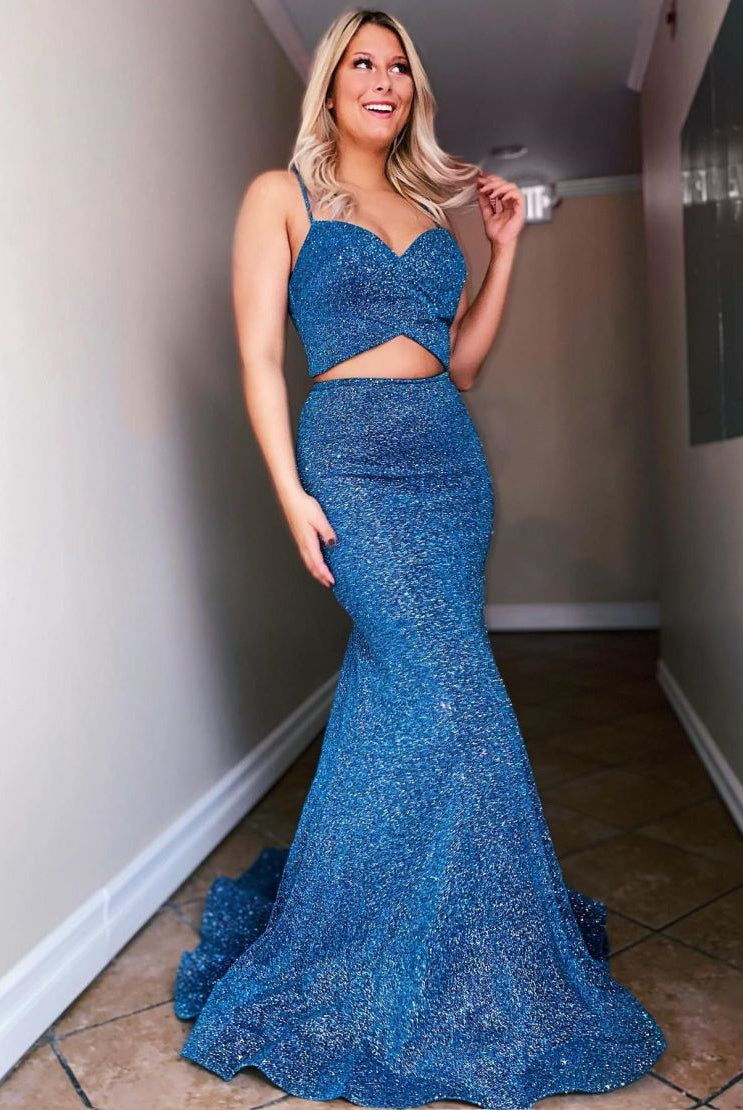 Carmen |Mermaid Spaghetti Straps Sequins Prom Dress - KissProm