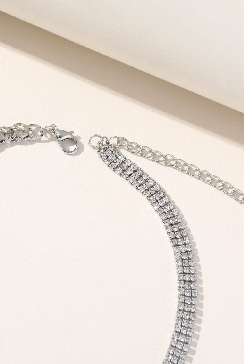 Silver Sparking Rhinestone Choker Necklace - KissProm