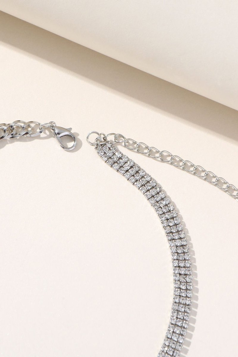 Silver Sparking Rhinestone Choker Necklace - KissProm