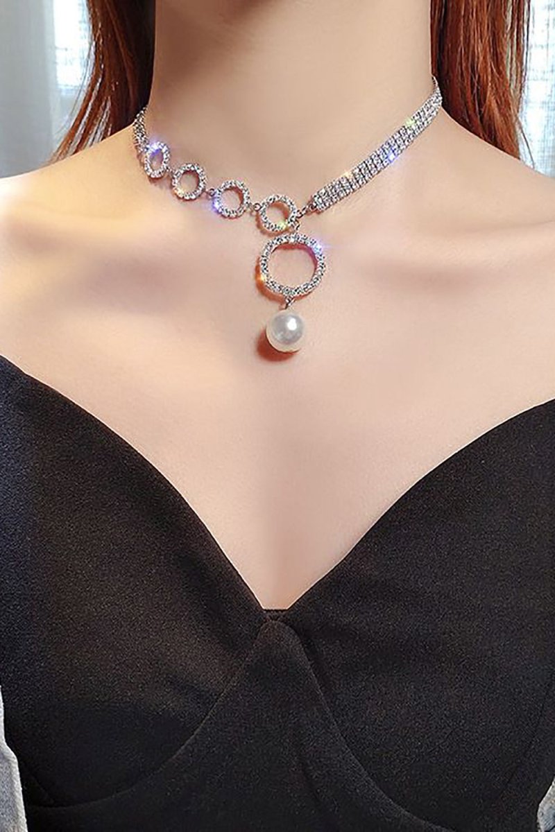 Silver Sparking Rhinestone Choker Necklace - KissProm