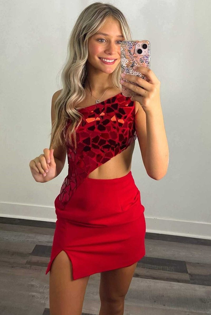 Perdita |Sheath One Shoulder Homecoming Dress with Slit