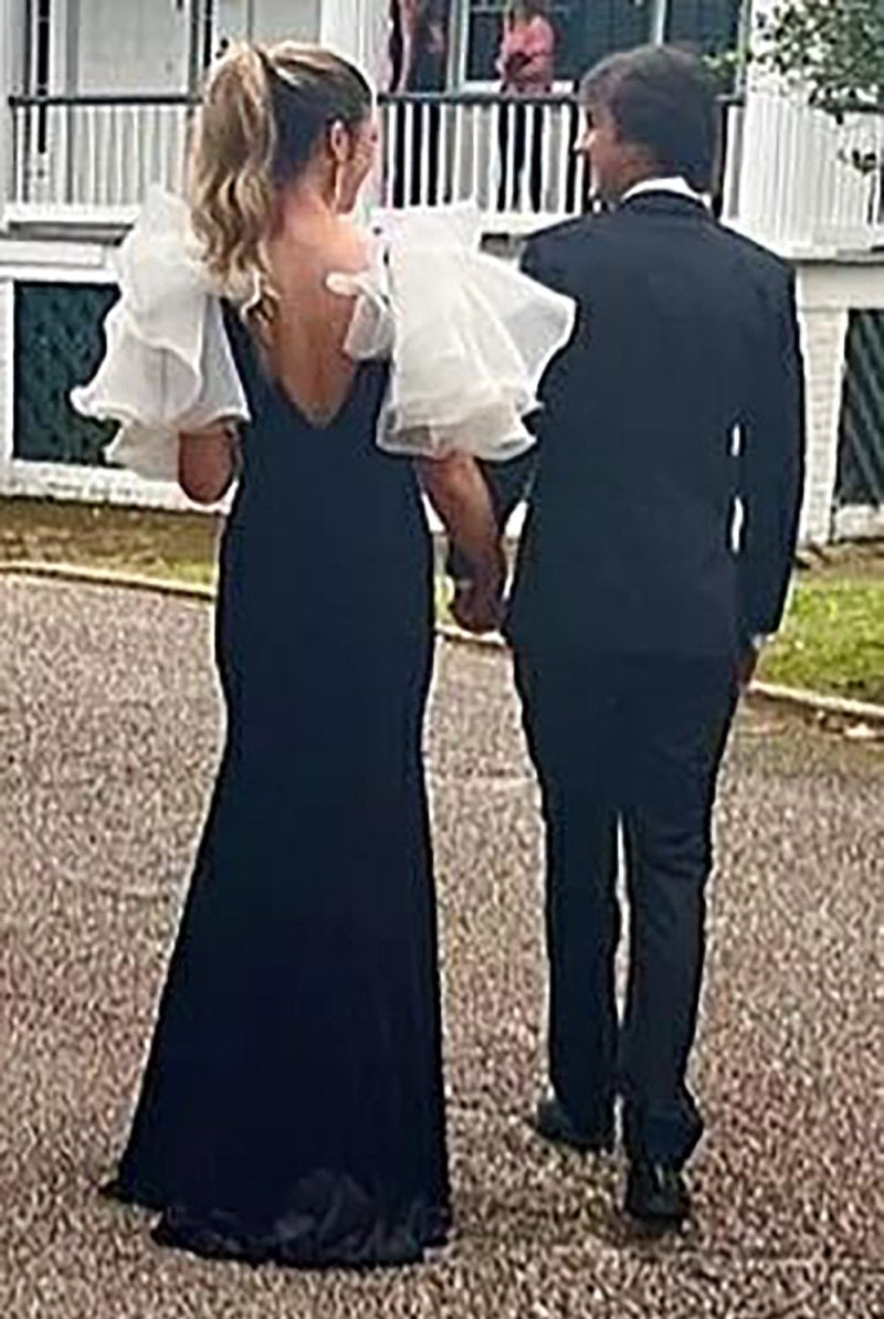 Paris |Mermaid V Neck Velvet Prom Dress with Slit