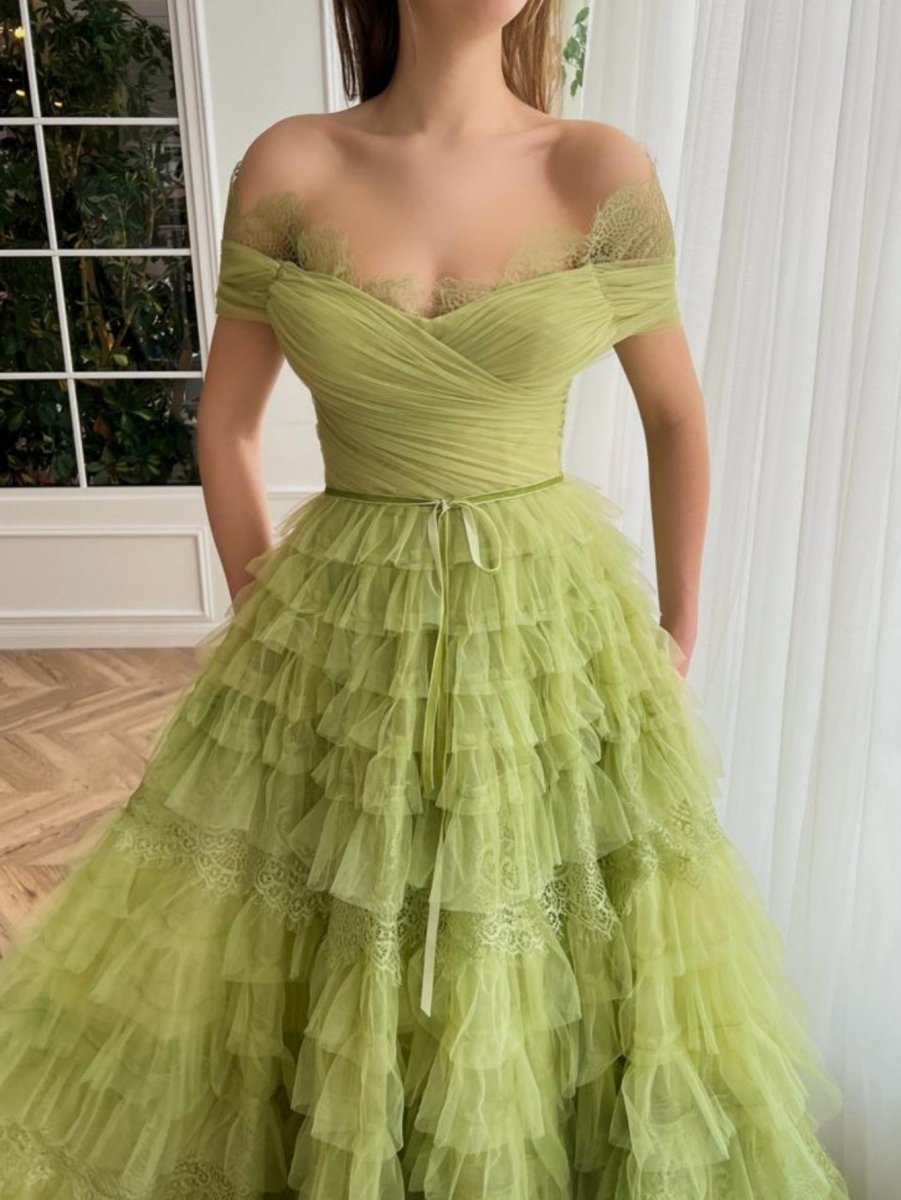 Sylvie |A Line Off the Shoulder Tulle Prom Dress - KissProm