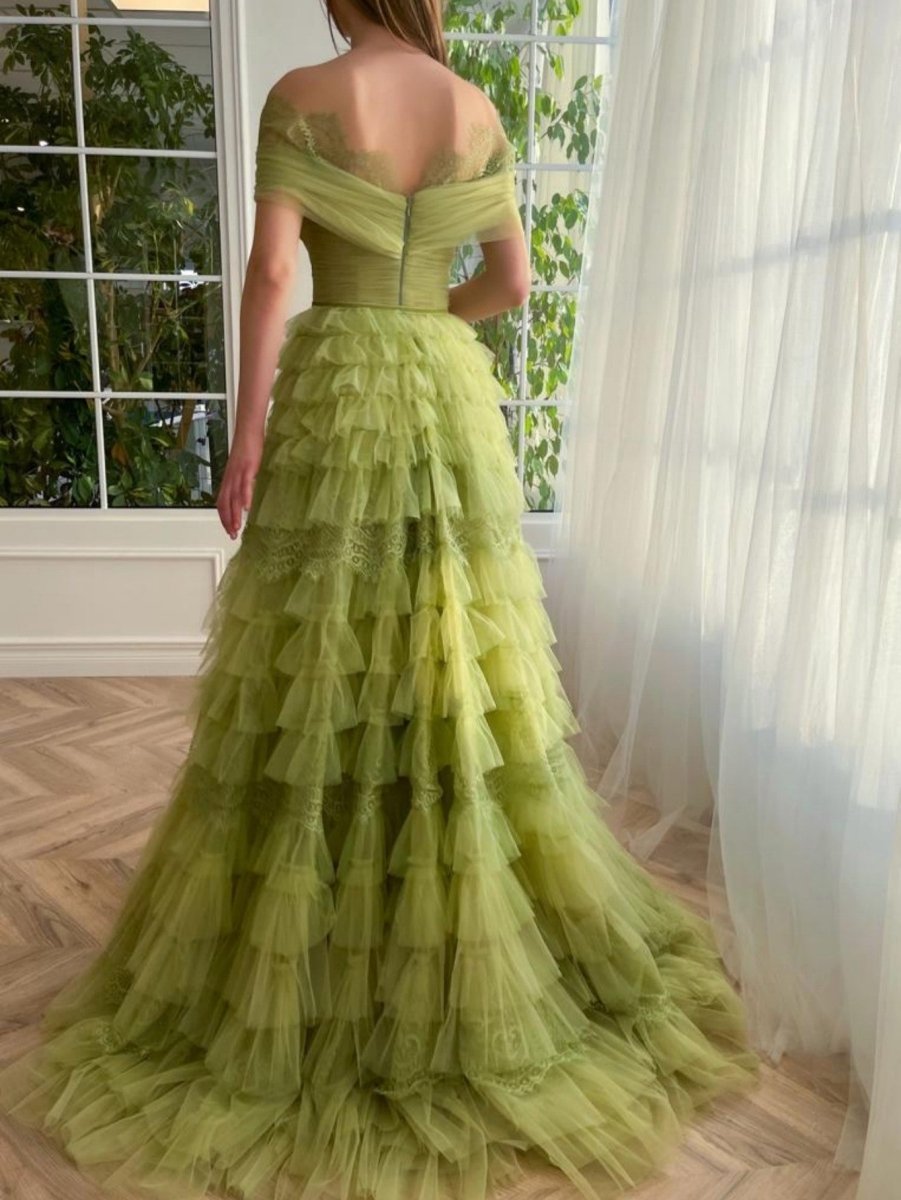 Sylvie |A Line Off the Shoulder Tulle Prom Dress - KissProm