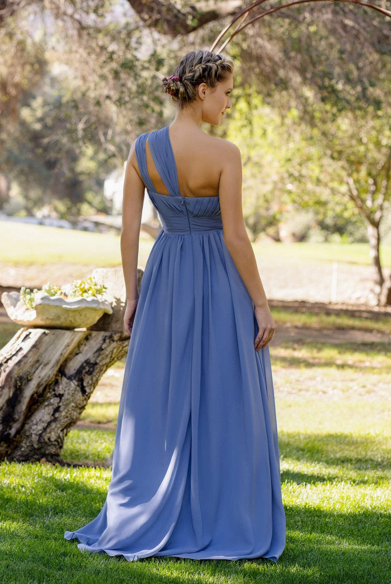 A-Line One-Shoulder Floor-Length Chiffon Bridesmaid Dress