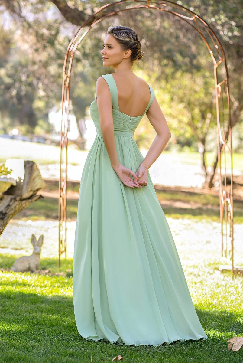 A - line V - neck Floor - length Chiffon Bridesmaid Dress - KissProm