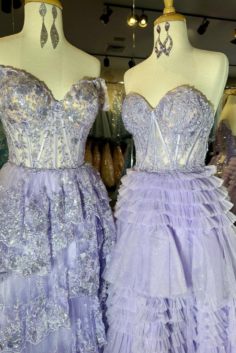 Adelyn |A-Line Sweetheart Tiered Long Tulle Prom Dress