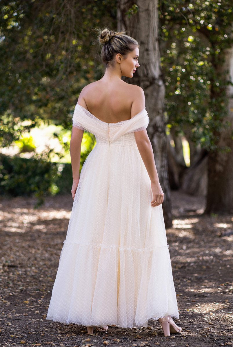 Boho A-line Off-Shoulder Tulle Prom Dress