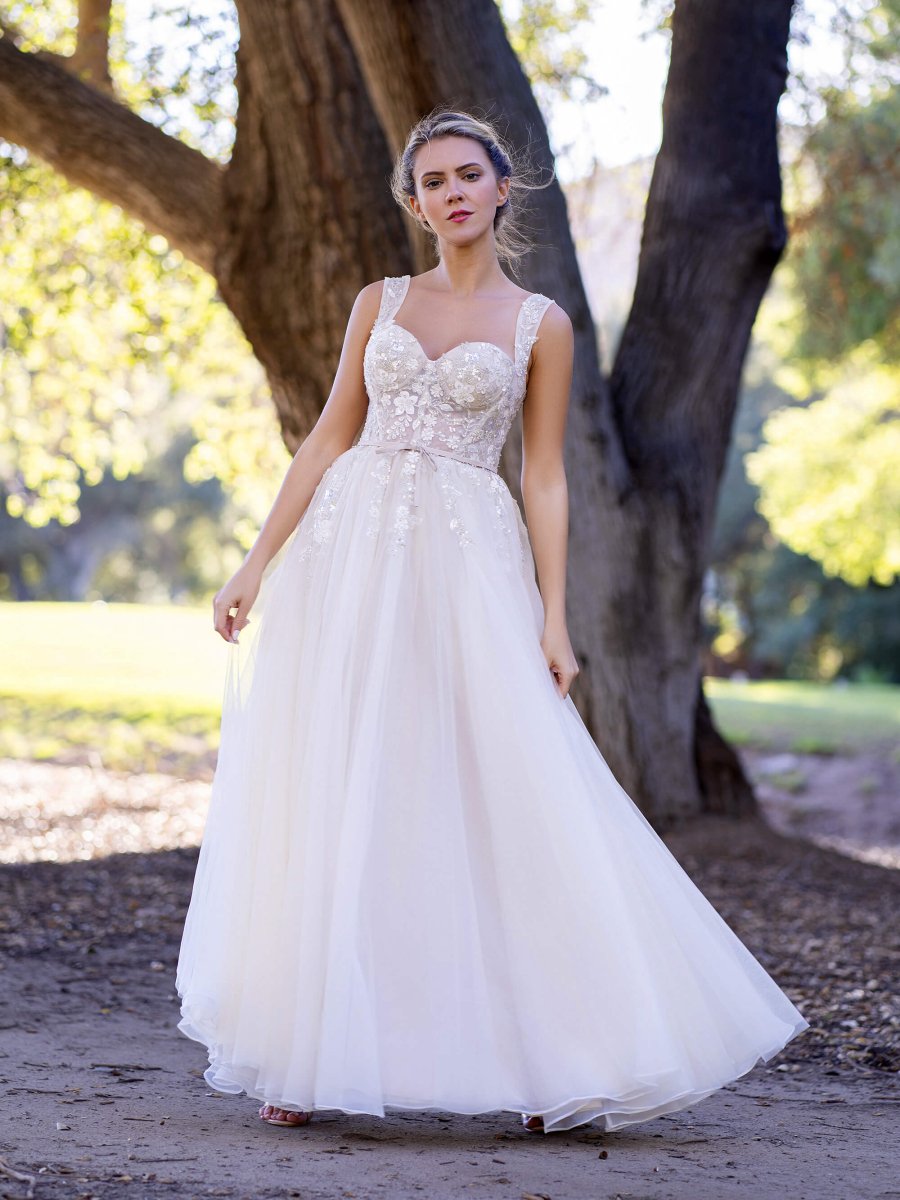 Corset Applique Tulle Floor - Length Prom Dress - KissProm