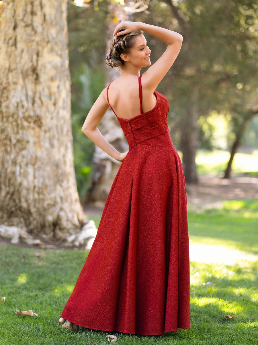 Deep V - neck A - line Floor Length Dress - KissProm