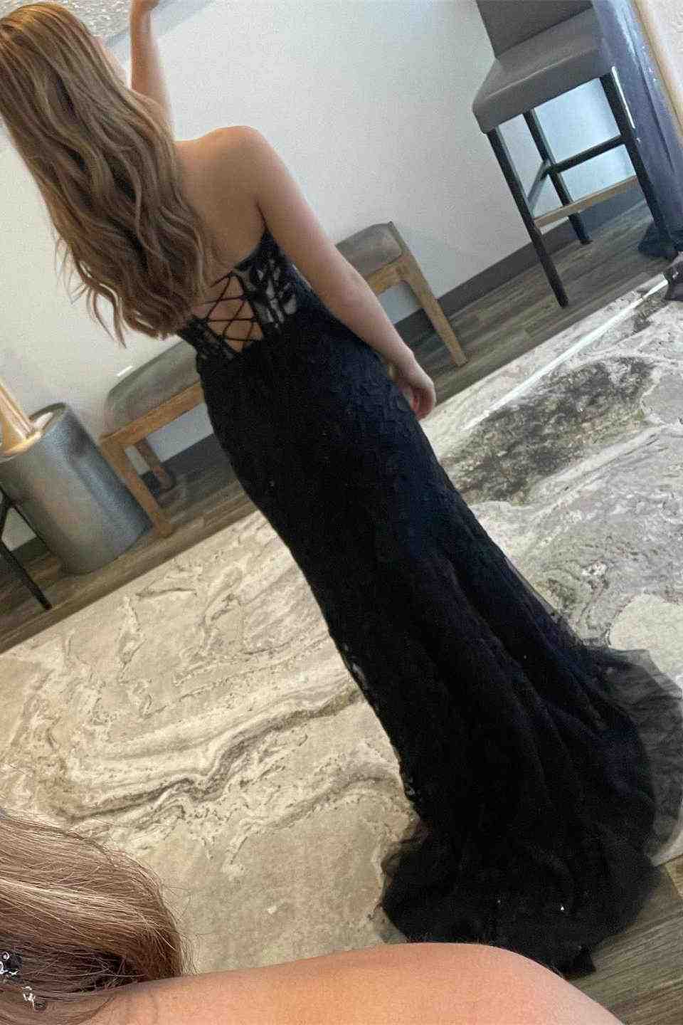 Nyomi |Mermaid Strapless Corset Lace Prom Dress with Slit