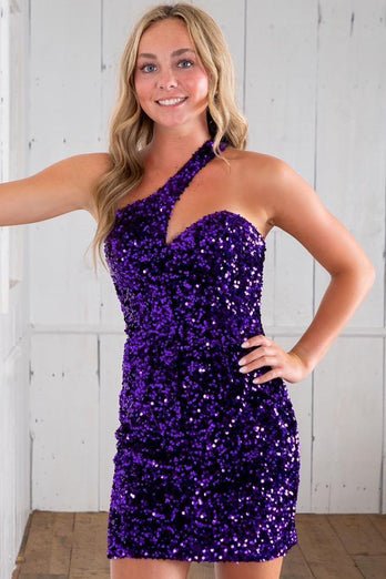 Adriana |Sheath Asymmetrical One Shoulder Sequins Homecoming Dress