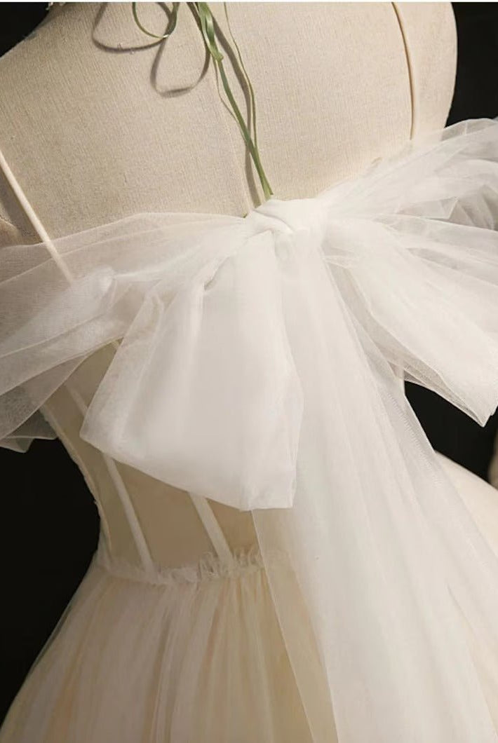 Rosa | Spaghetti Straps Tulle Lace Appliques Short Prom Dresses With Bow