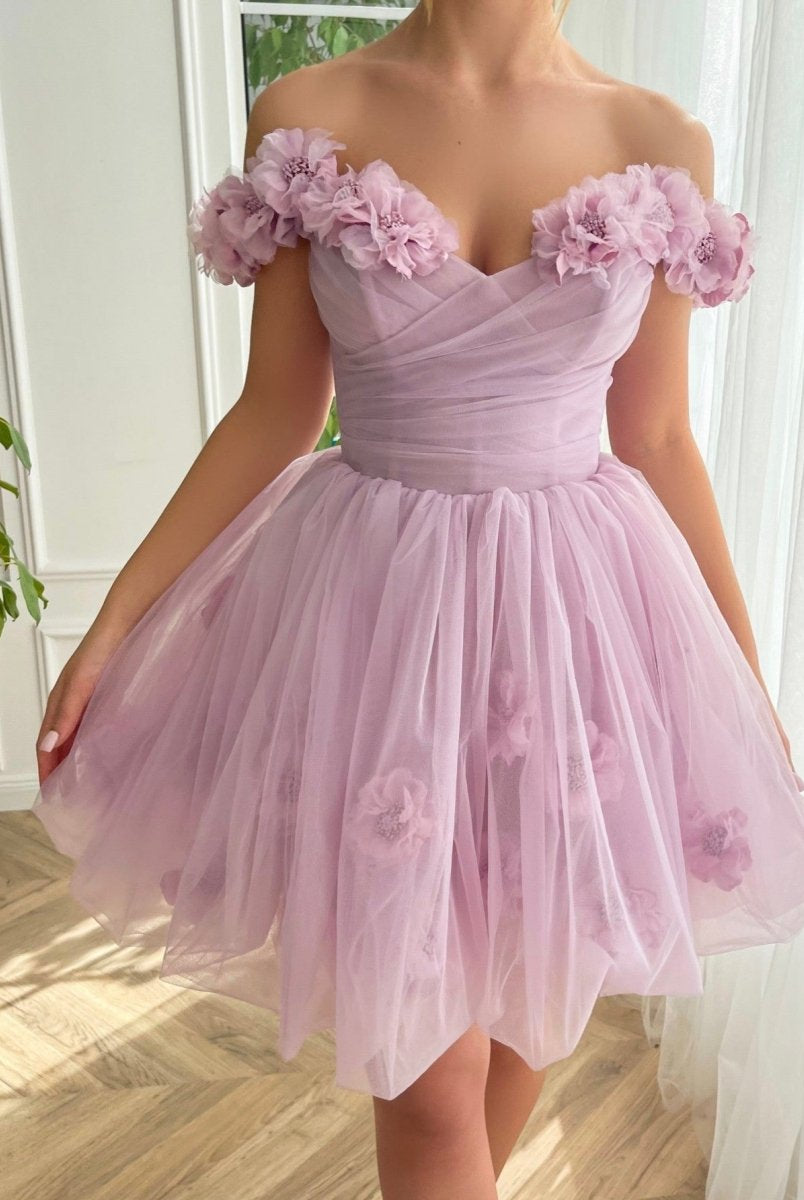 Ruby | Lilac Corset Strapless Short Tulle Homecoming Dress