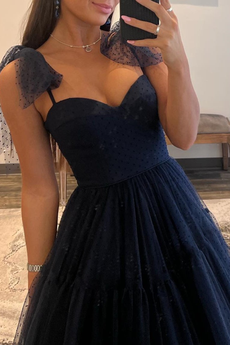 Skyler |A - line Sweetheart Dot Tulle Prom Dress - KissProm