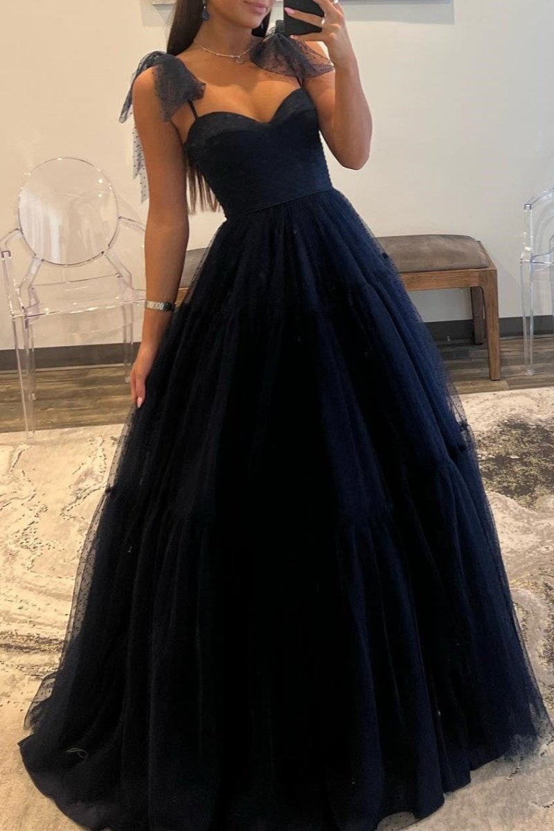 Skyler |A - line Sweetheart Dot Tulle Prom Dress - KissProm