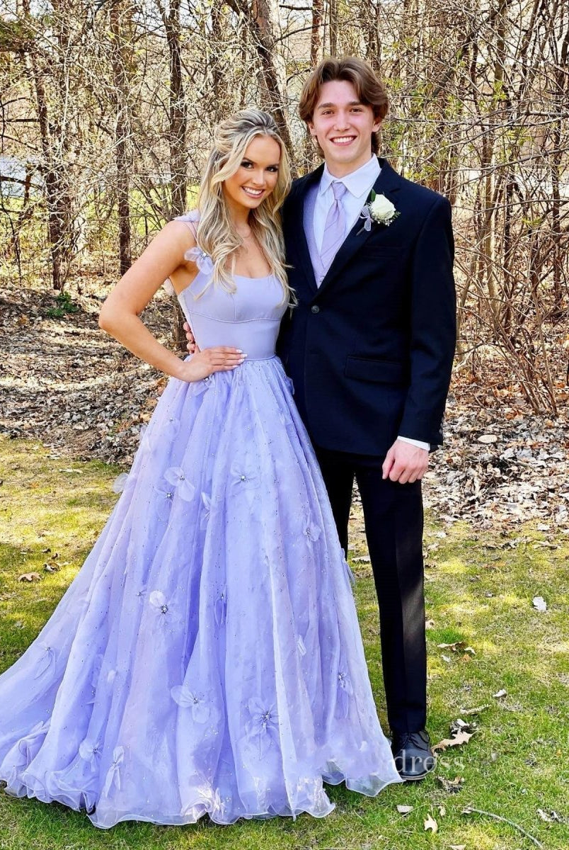 Sarahi |A Line Spaghetti Straps Organza Prom Dress - KissProm