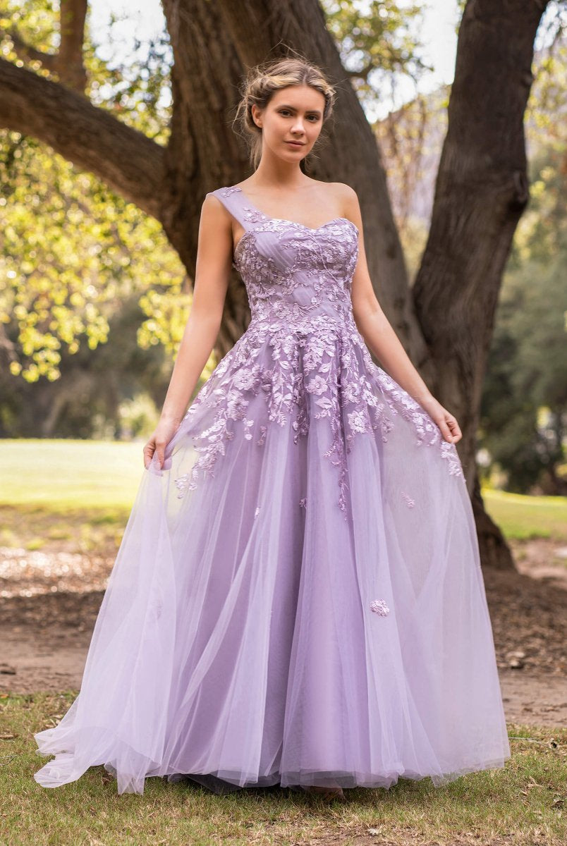 Sweet-Heart Tulle One Shoulder Floor Length Prom Dress
