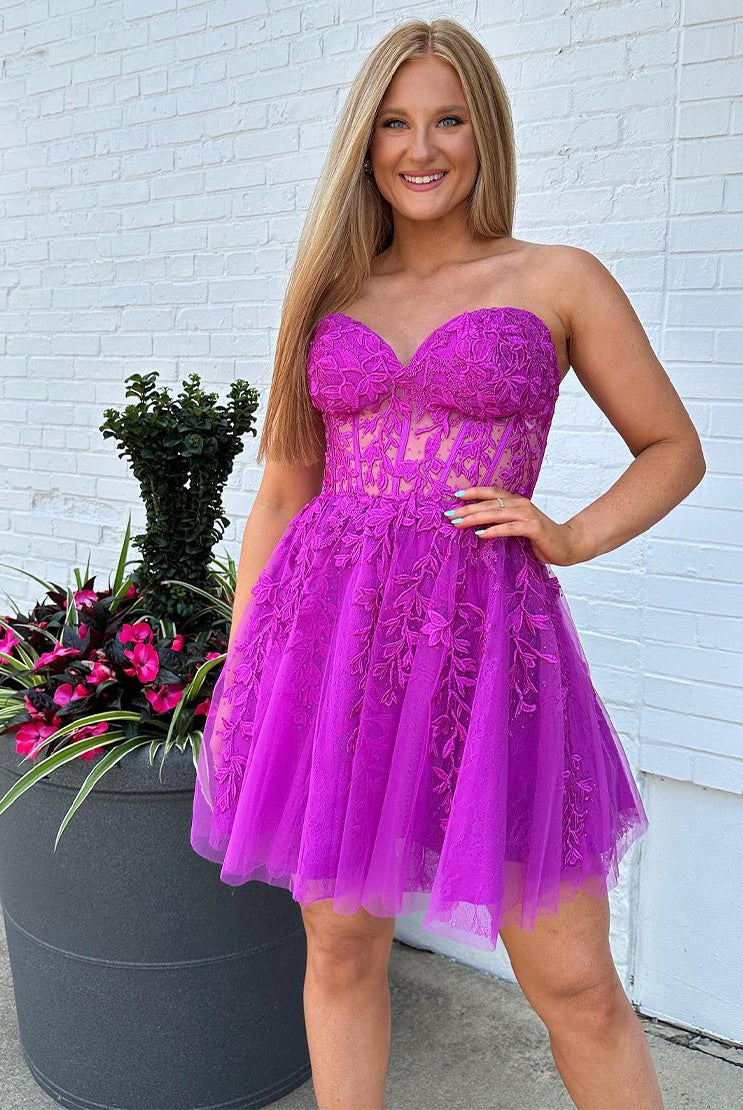 Yasmin |A-line Appliques Corset Homecoming Dress