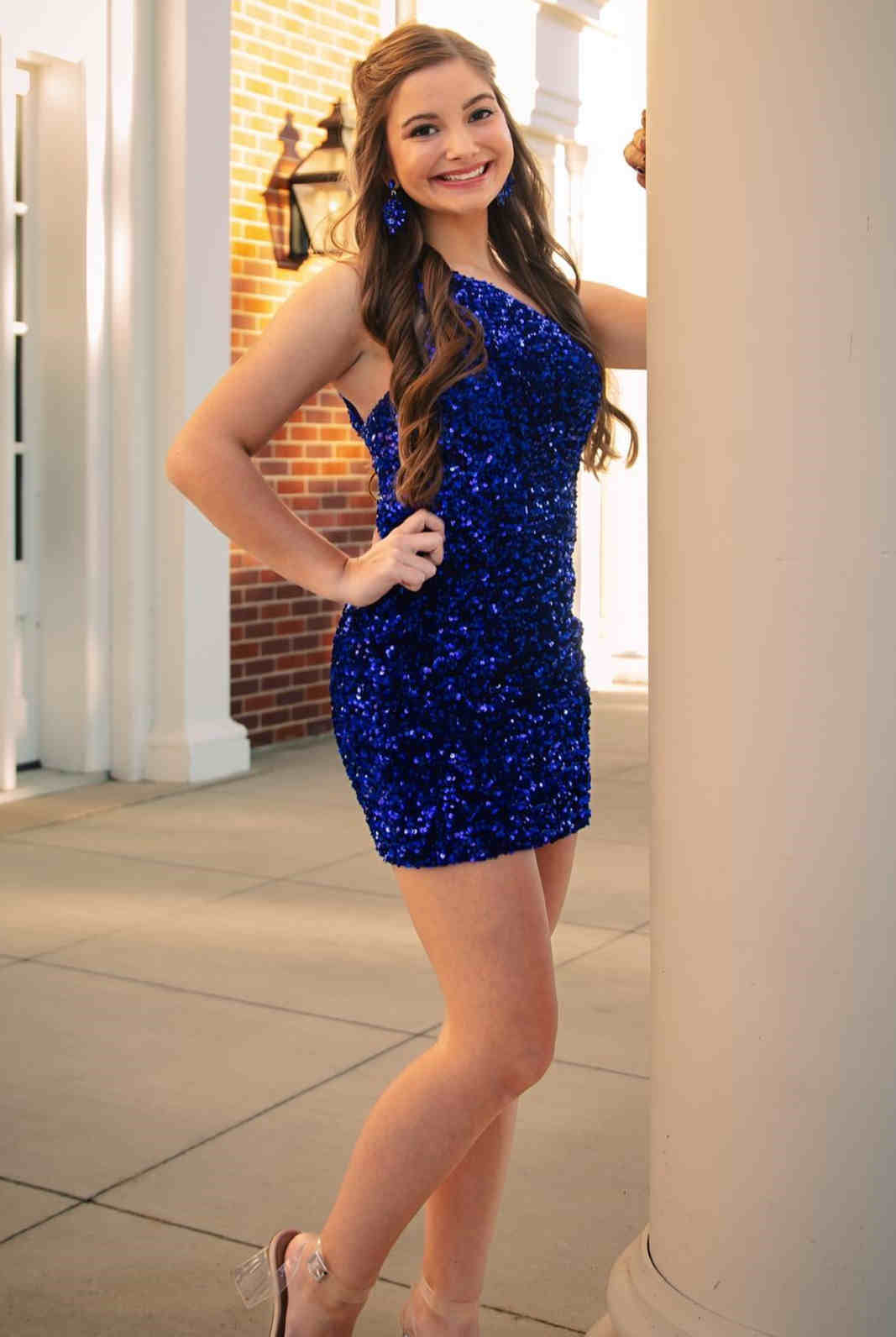 Vicky |Sheath One Shoulder Sequins Homecoming Dress