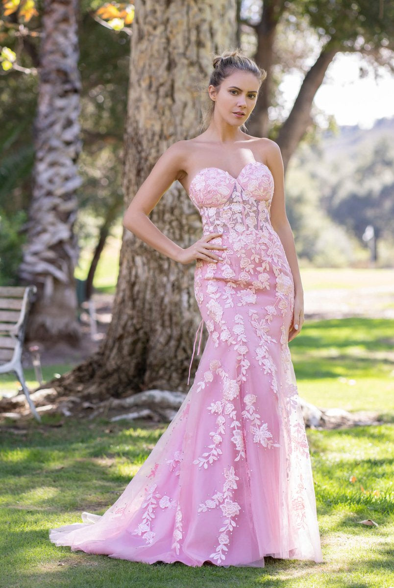 Sweetheart Neck Lace Mermaid Tulle Prom Dress