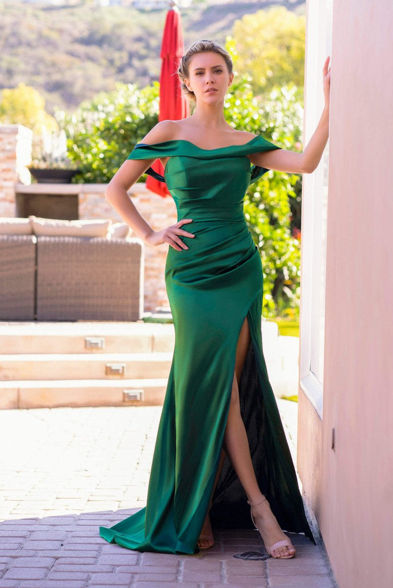 Trumpet/Mermaid Off - the - Shoulder Satin Evening Dress - KissProm