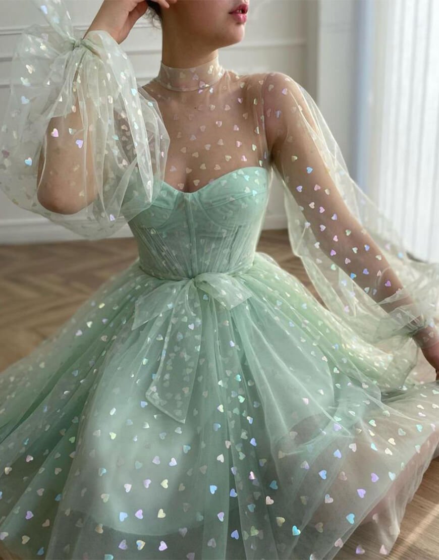 Gemma | A-Line Corset Homecoming Dress with Sleeves