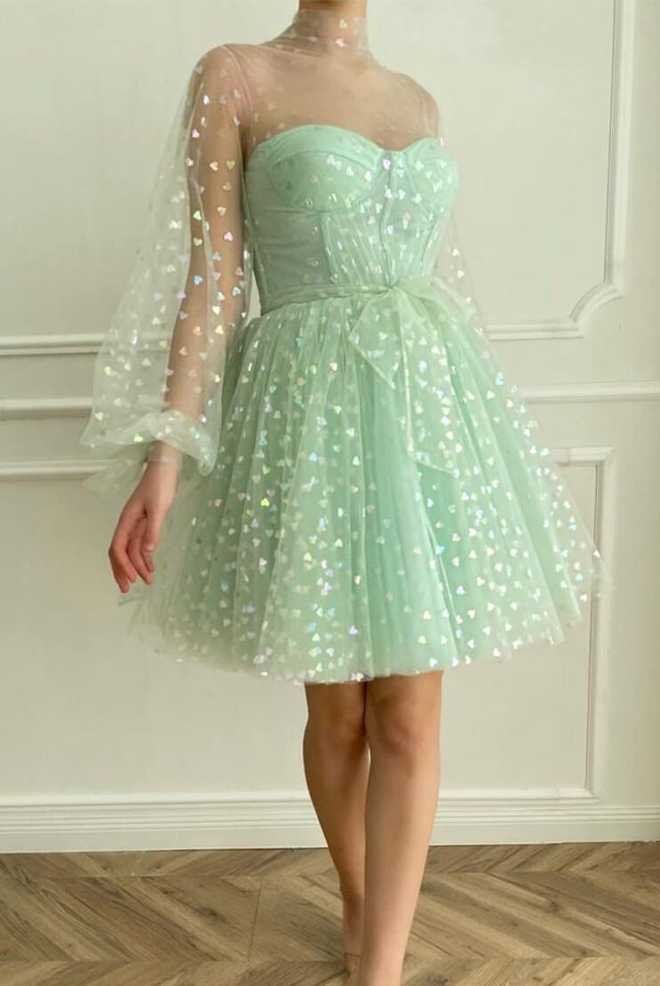 Gemma | A-Line Corset Homecoming Dress with Sleeves