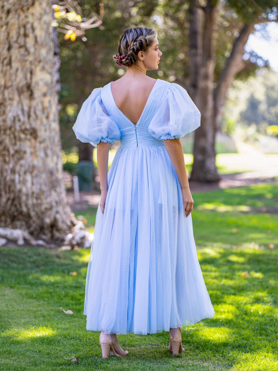 V - neck Maxi Length Tulle Prom Dress - KissProm